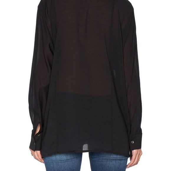 JAMES PERSE Oversized Chiffon Stretch Button Up - Picture 3 of 7